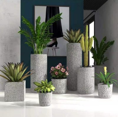 石质花盆组合